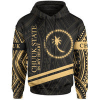 Chuuk State Hoodie In My Heart Style Gold Polynesian Patterns Unisex Black - Polynesian Pride