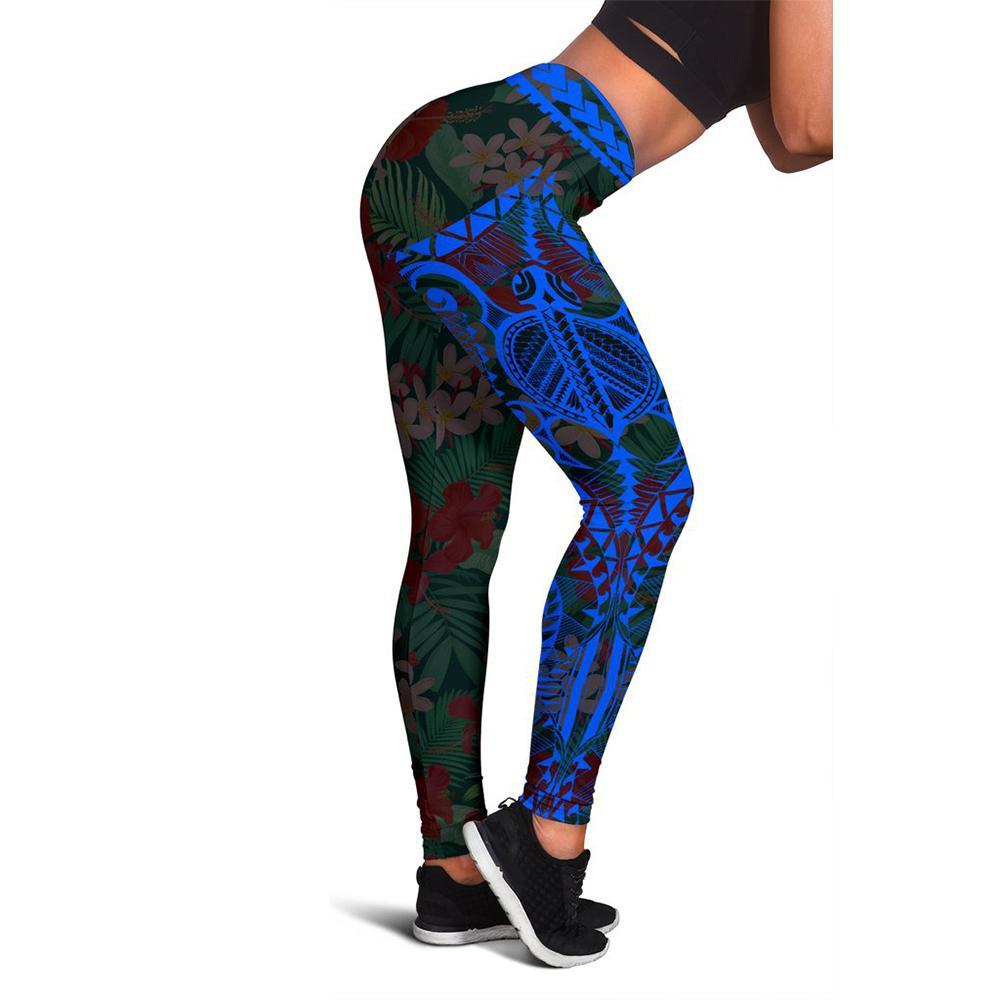 Hawaii Turtle Leggings (Blue) A6 Blue - Polynesian Pride