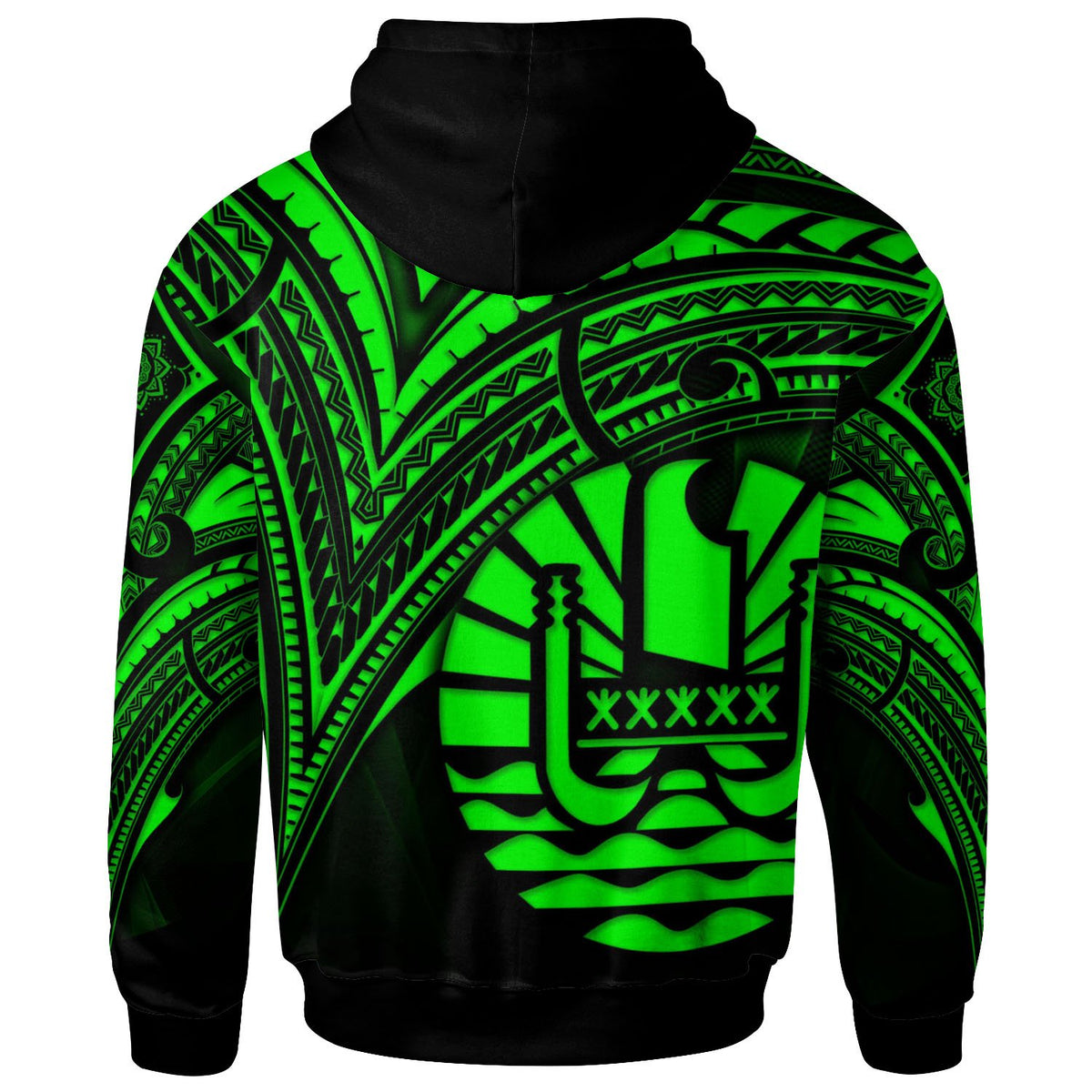French Polynesia Hoodie Green Color Cross Style - Polynesian Pride