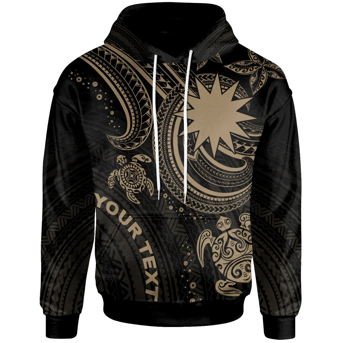 Nauru Custom Hoodie Gold Turtle Unisex Gold - Polynesian Pride