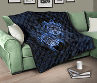 Hawaii Premium Quilt - Turtle Strong Pattern Hibiscus Plumeria Blue AH - Polynesian Pride