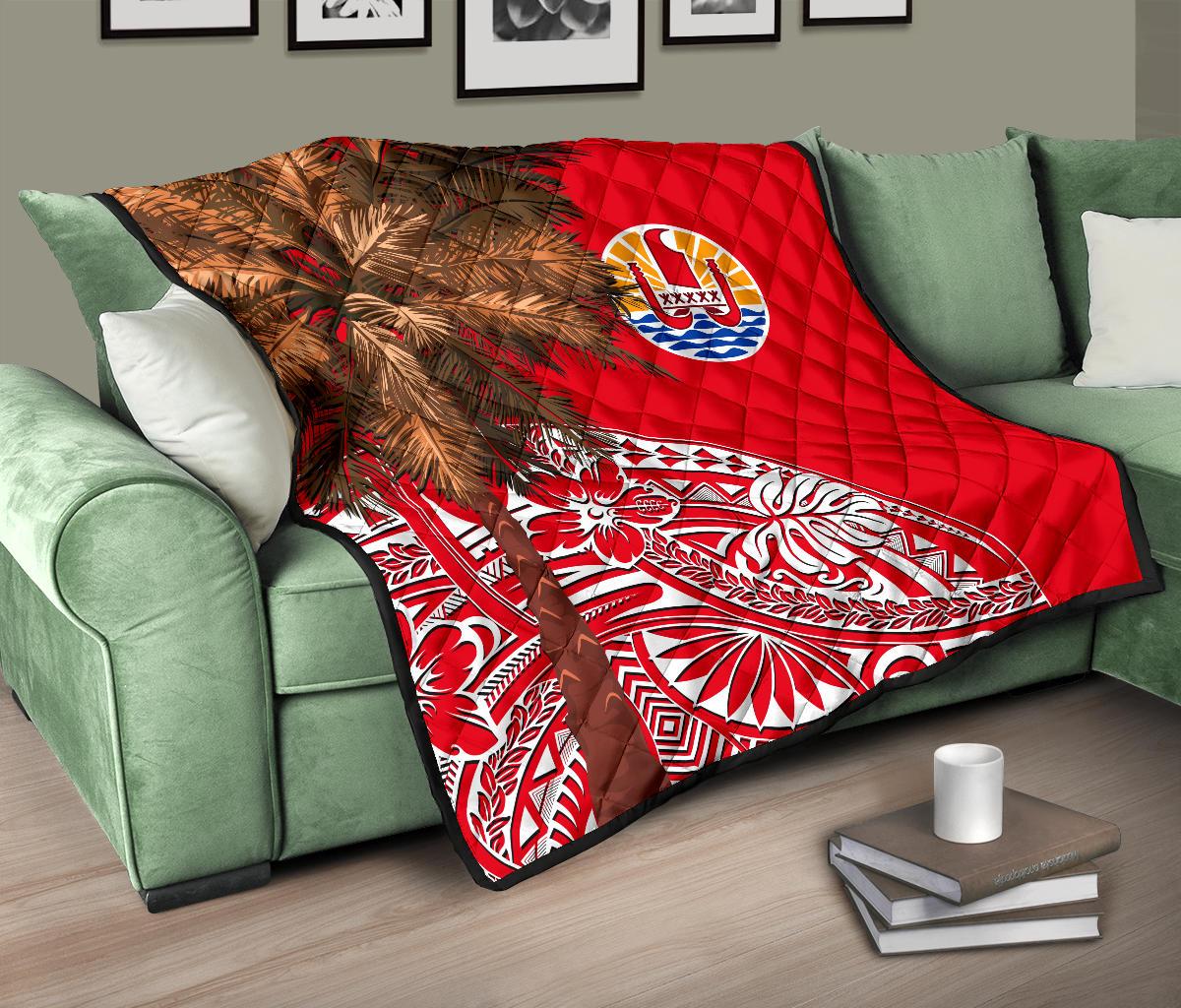 French Polynesia Premium Quilt - Palm Tree Polynesian Pattern - Polynesian Pride
