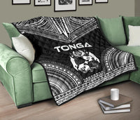 Tonga Premium Quilt - Tonga Coat Of Arms Polynesian Chief Black Version - Polynesian Pride