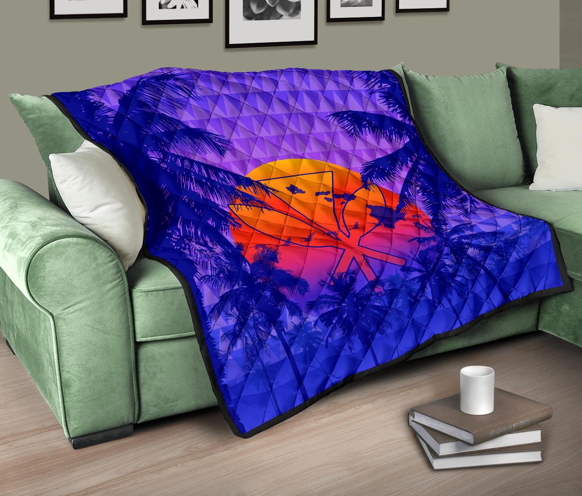 Hawaii Summer Sunset Kanaka Kakau Premium Quilt - Polynesian Pride