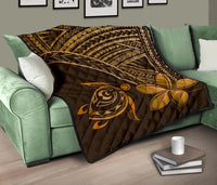 Hawaii Quilt - Hawaii Turtle Plumeria Quilt Brown - Polynesian Pride
