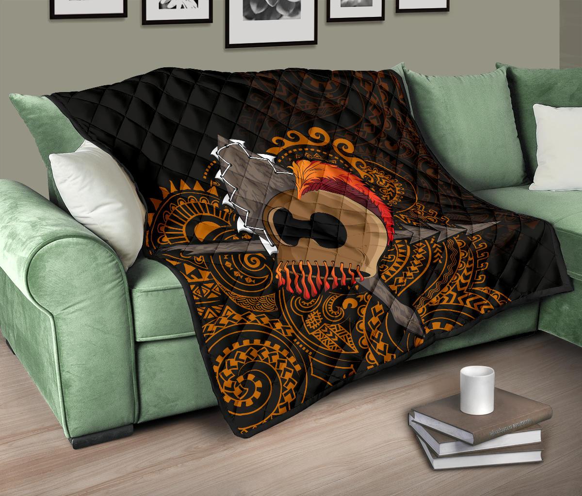 Hawaiian Warrior Helmet Polynesian Premium Quilt - Polynesian Pride
