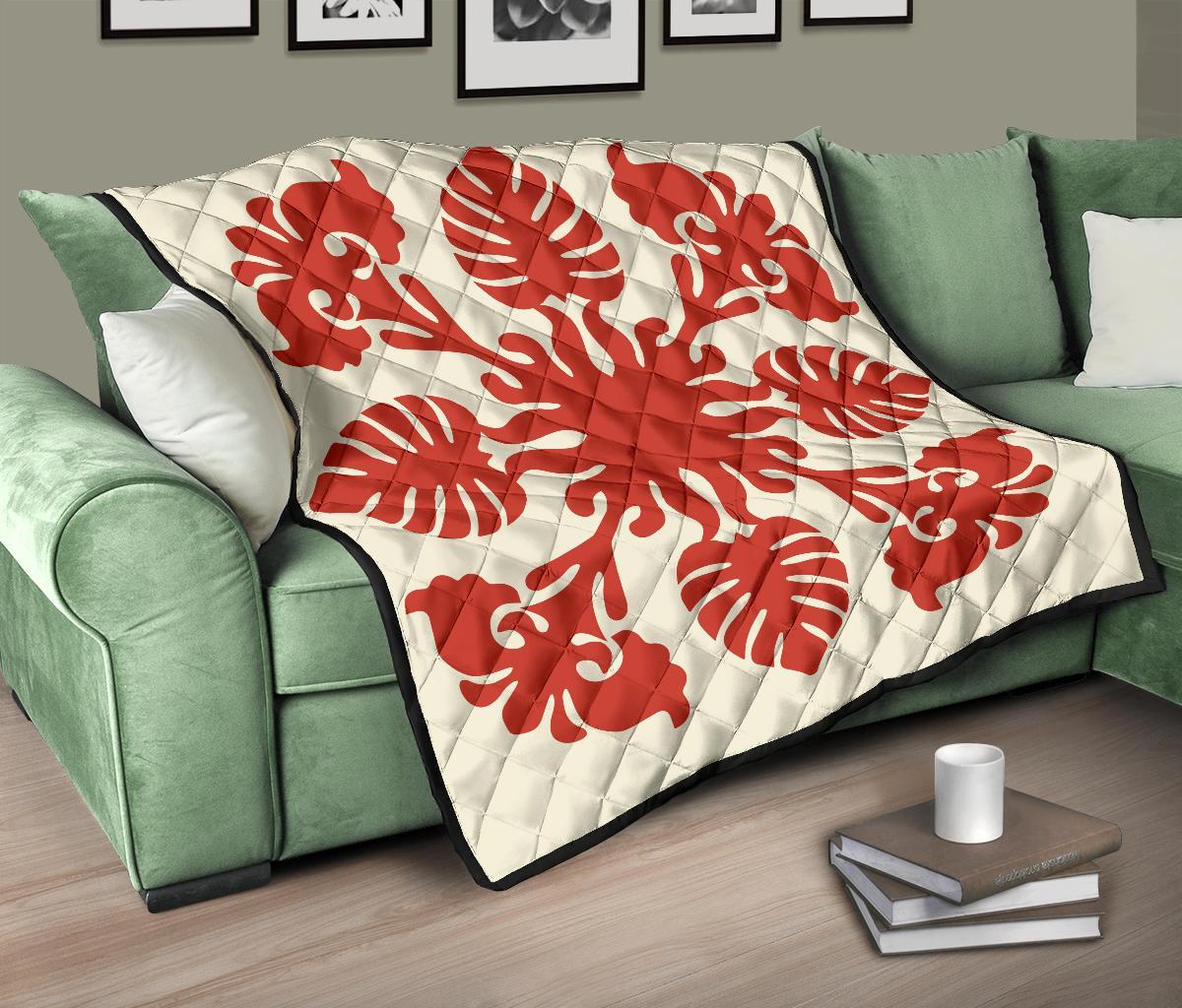 Hawaiian Kalo Pattern Premium Quilt - Green - Argu Style - AH - Polynesian Pride