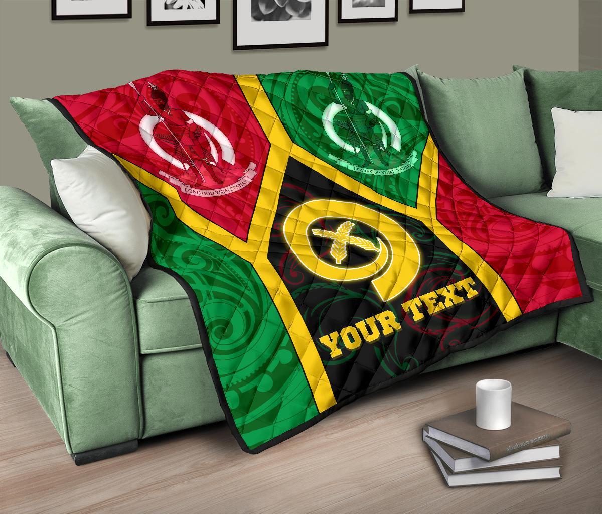 Polynesian Vanuatu Custom Personalised Premium Quilt - Vanuatu Flag and Coat Of Arms - Polynesian Pride