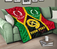 Polynesian Vanuatu Custom Personalised Premium Quilt - Vanuatu Flag and Coat Of Arms - Polynesian Pride