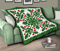 Hawaiian Fresh Fruit Tropical Pattern Premium Quilt - Green - Argu Style - AH - Polynesian Pride
