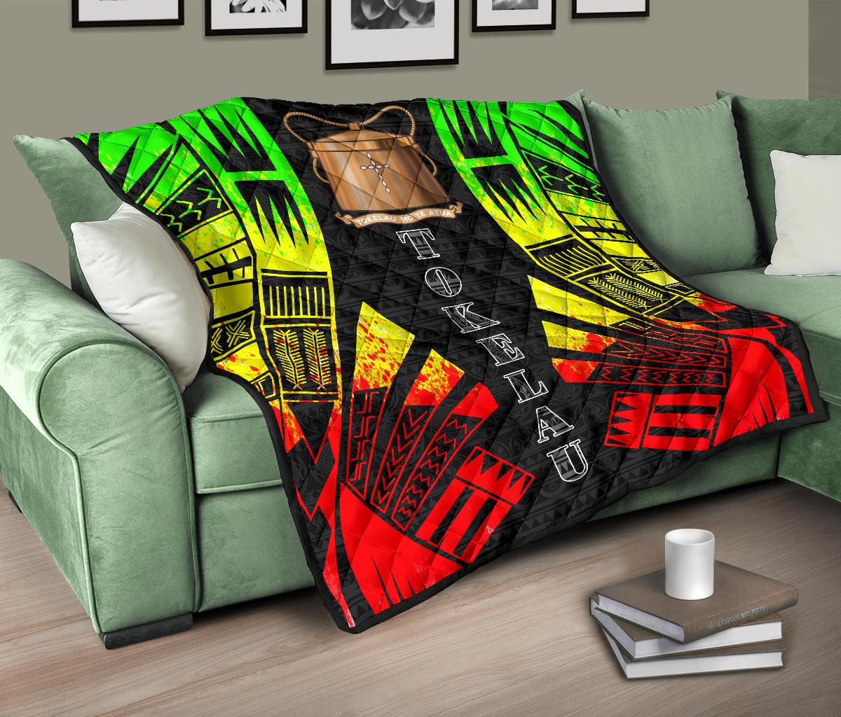 Tokelau Premium Quilt - Tokelau Coat Of Arms Polynesian Reggae Tattoo - Polynesian Pride