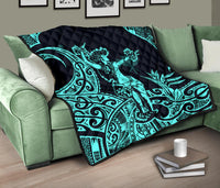 Polynesian Hawaii Premium Quilt - Hula Girl Neon Blue - Polynesian Pride