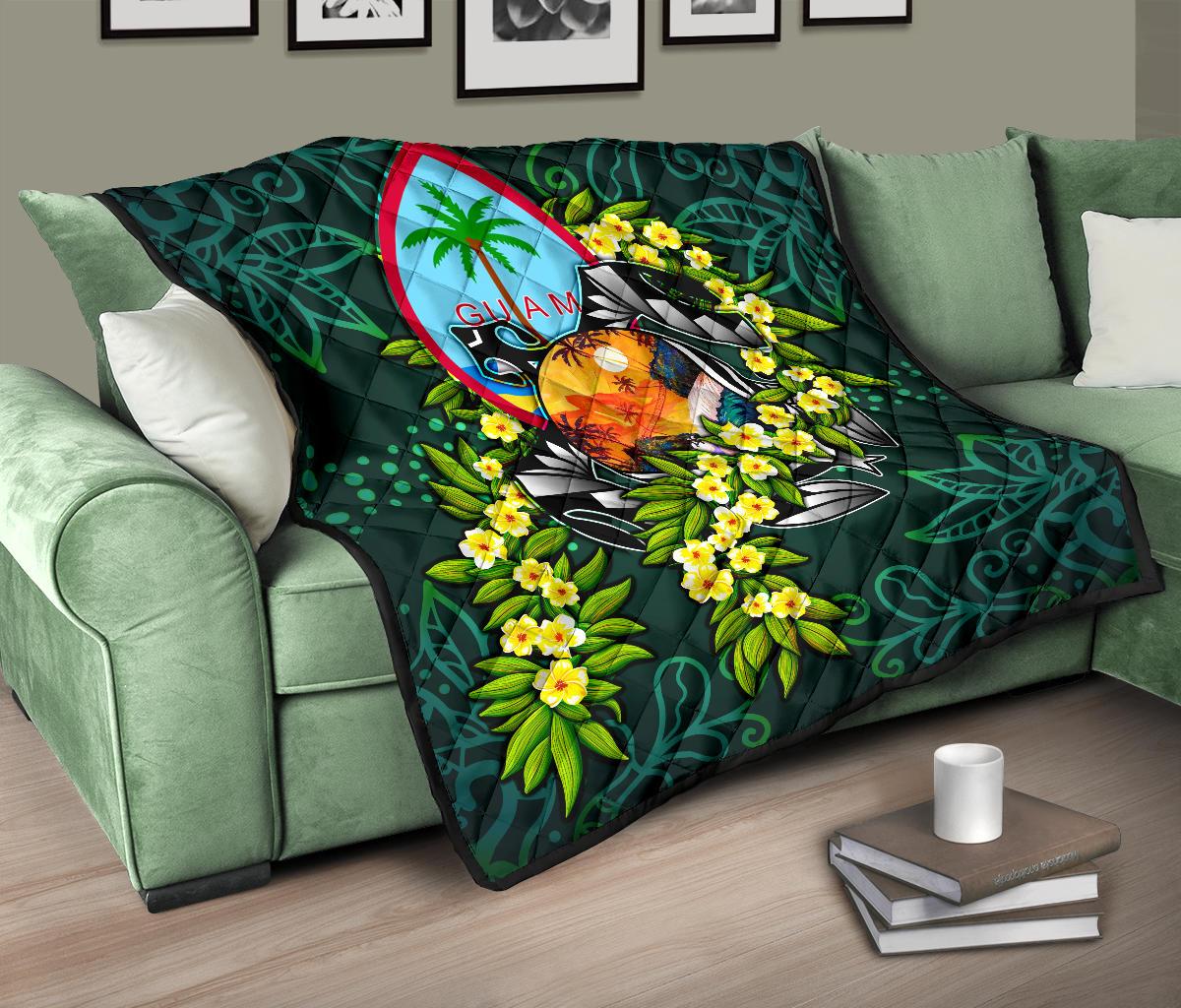 Guam Polynesian Premium Quilt - Ti Leaf Lei Turtle - Polynesian Pride