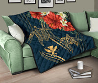 Hawaii Polynesian Turtle Hibiscus Premium Quilt - Nolan Style - Polynesian Pride