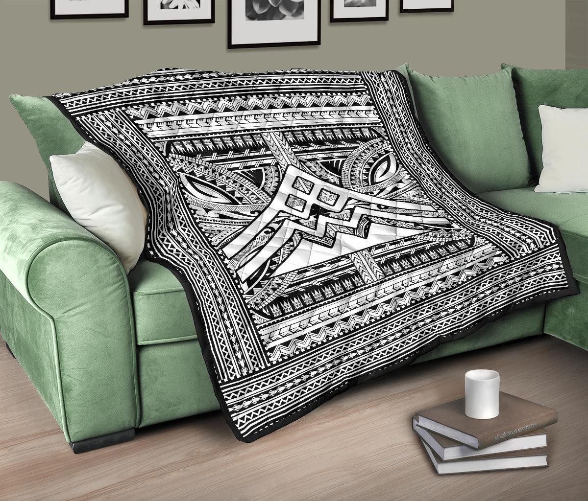 Hawaii Polynesian Mauna Kea Premium Quilt White - Polynesian Pride