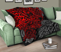 Guam Polynesian Premium Quilt - Red Turtle Flowing - Polynesian Pride