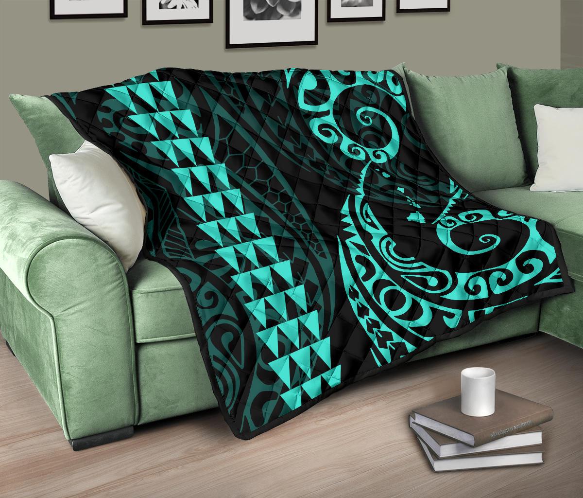 Hawaii Kakau Green Polynesian Premium Quilt - Polynesian Pride