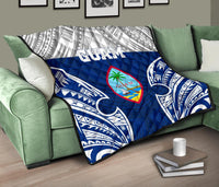 Guam Polynesian Premium Quilt - Pattern With Seal Blue Version - Polynesian Pride