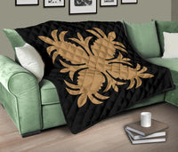Hawaiian Premium Quilt Royal Pattern - Black And Gold - A2 Style - AH J2 - Polynesian Pride