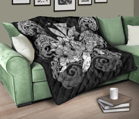 Hawaii Turtle Wave Polynesian Premium Quilt - Hey Style Gray - Polynesian Pride