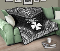 Wallis And Futuna Premium Quilt - Wallis And Futuna Coat Of Arms Polynesian Chief Black Version - Polynesian Pride
