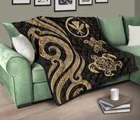 Hawaii Premium Quilt - Gold Tentacle Turtle - Polynesian Pride
