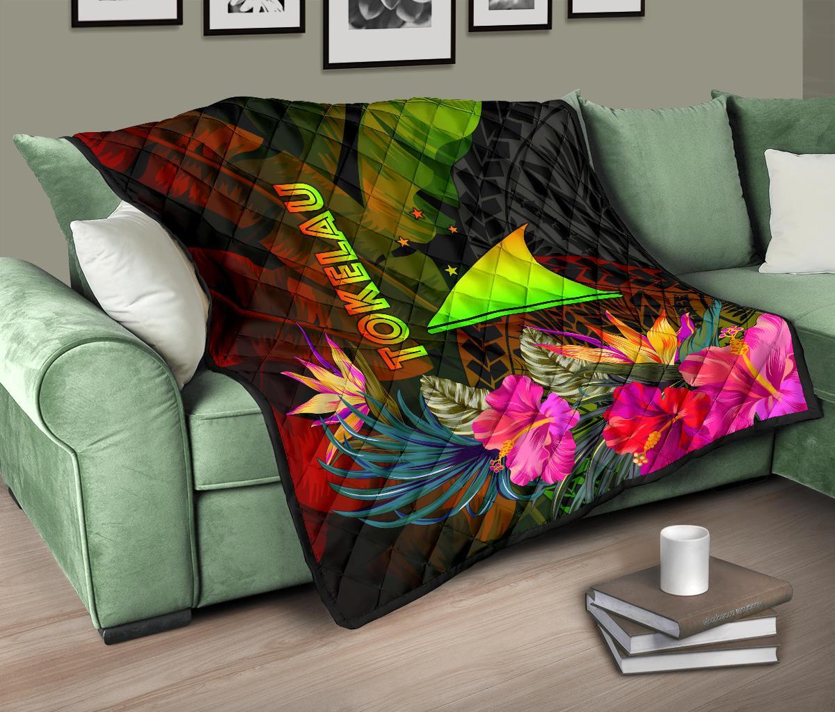 Tokelau Polynesian Premium Quilt - Hibiscus and Banana Leaves - Polynesian Pride