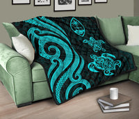 Guam Polynesian Premium Quilt - Turquoise Tentacle Turtle - Polynesian Pride
