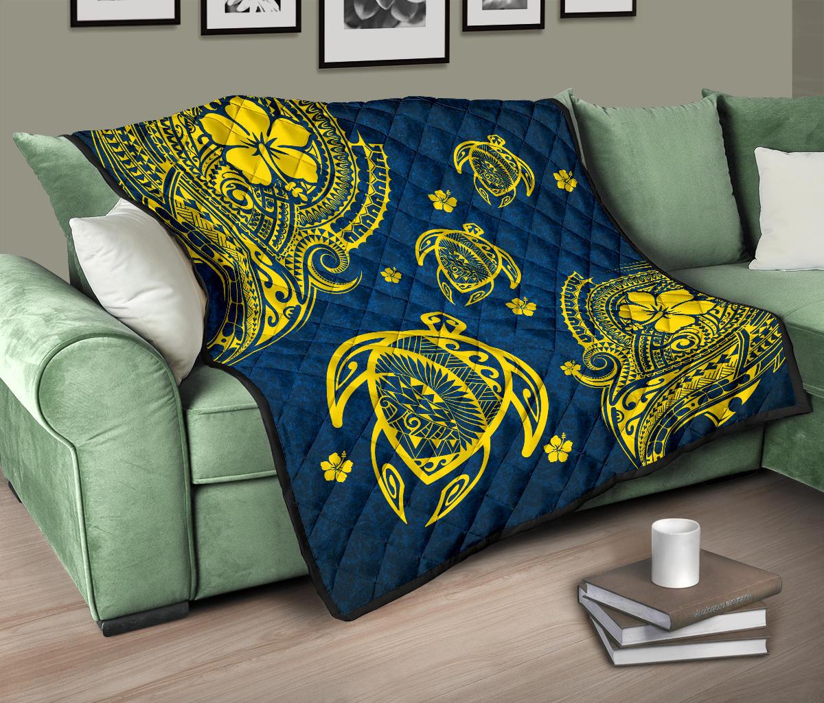 Hawaii Turtle Polynesian Premium Quilt - Kala Style - Polynesian Pride