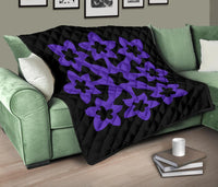 Hawaiian Premium Quilt Royal Pattern - Black And Purple - A1 Style - Polynesian Pride