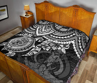 Vanuatu Polynesian Premium Quilt - Vanuatu Coat Of Arms & White Turtle Hibiscus - Polynesian Pride
