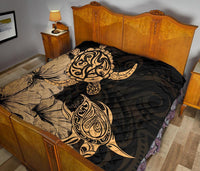 Hawaii Turtle Premium Quilt Polynesian Hibiscus Art Gold AH - Polynesian Pride