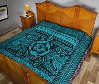 Hawaii Polyensian Turtle Premium Quilt Blue - Polynesian Pride