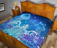 Hawaii Turtle Jellyfish Coral Galaxy Premium Quilt - Polynesian Pride