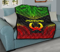 Pohnpei Premium Quilt - Pohnpie Flag Polynesian Chief Reggae Version - Polynesian Pride