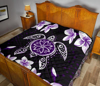 Hawaiian Violet Turtle Plumeria Quilt - Polynesian Pride