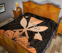 Hawaiian Kanaka Premium Quilt Hibiscus Polynesian Love Orange - Polynesian Pride
