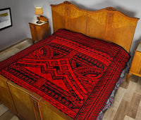 Hawaii Polynesian Mauna Kea Premium Quilt Red - Polynesian Pride