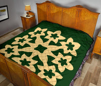 Hawaiian Premium Quilt Royal Pattern - Green - A1 Style - Polynesian Pride