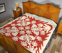 Hawaiian Tropical Pattern Premium Quilt - Red - Argu Style - AH - Polynesian Pride