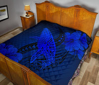 Hawaii Whale Swim Poly Blue Premium Quilt - Polynesian Pride