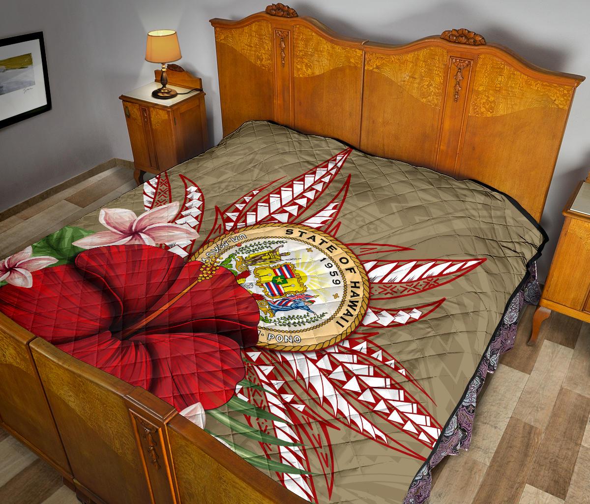 Hawaii Polynesian Coat Of Arm Tropical Premium Quilt - AH - Polynesian Pride