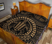 Hawaiian Kakau Honu Arc Gold Polynesian Premium Quilt - Polynesian Pride