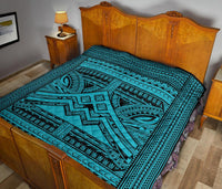 Hawaii Polynesian Mauna Kea Premium Quilt Blue - Polynesian Pride