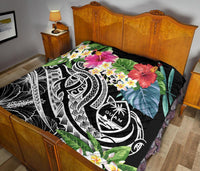 Guam Polynesian Premium Quilt - Summer Plumeria (Black) - Polynesian Pride