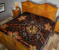 Hawaii Mix Polynesian Turtle Plumeria Premium Quilt - AH - Nick Style - Orange - Polynesian Pride