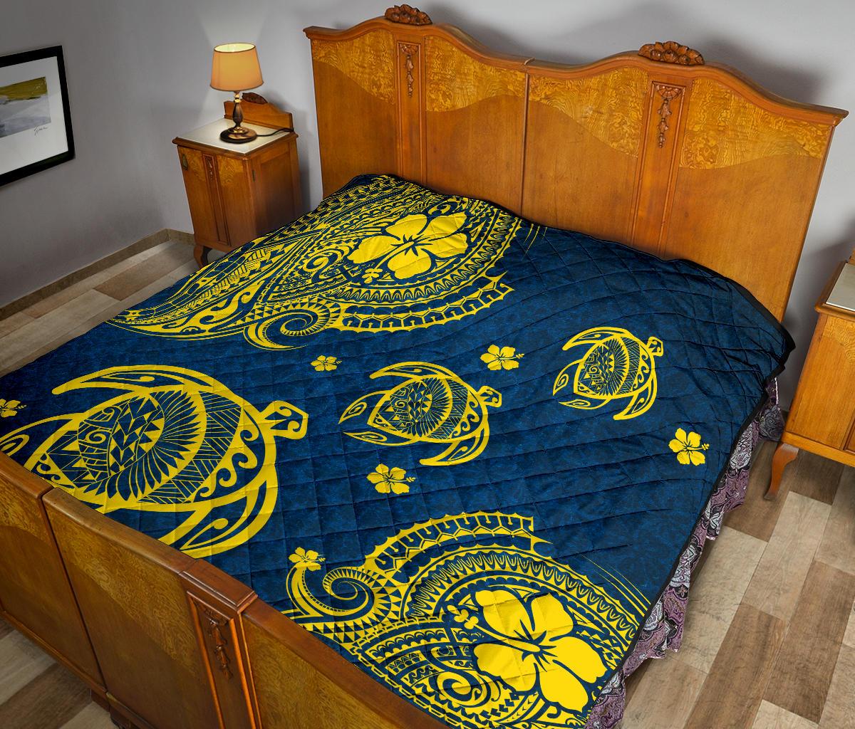 Hawaii Turtle Polynesian Premium Quilt - Kala Style - Polynesian Pride