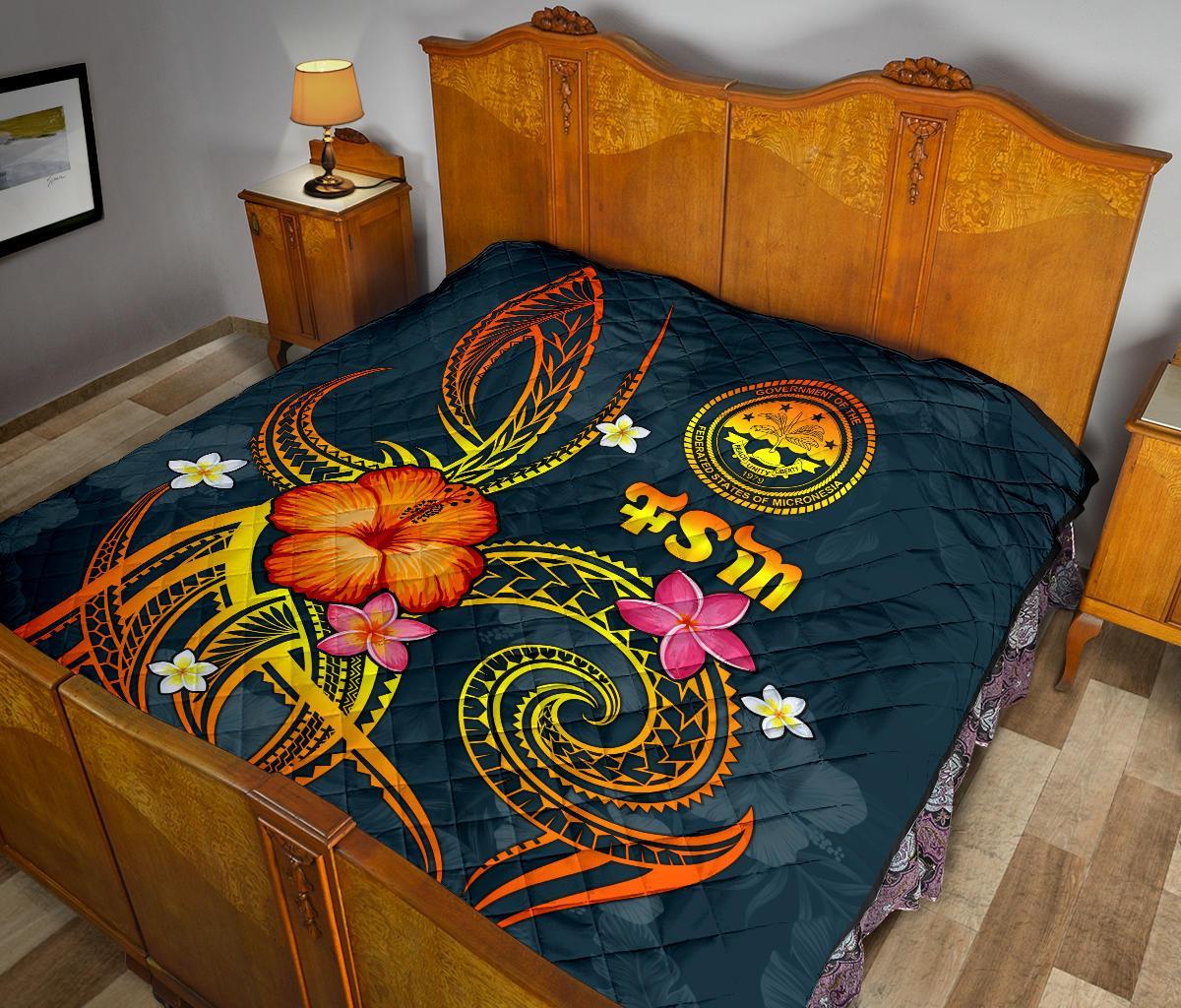 Federated States of Micronesia Polynesian Premium Quilt - Legend of FSM (Blue) - Polynesian Pride