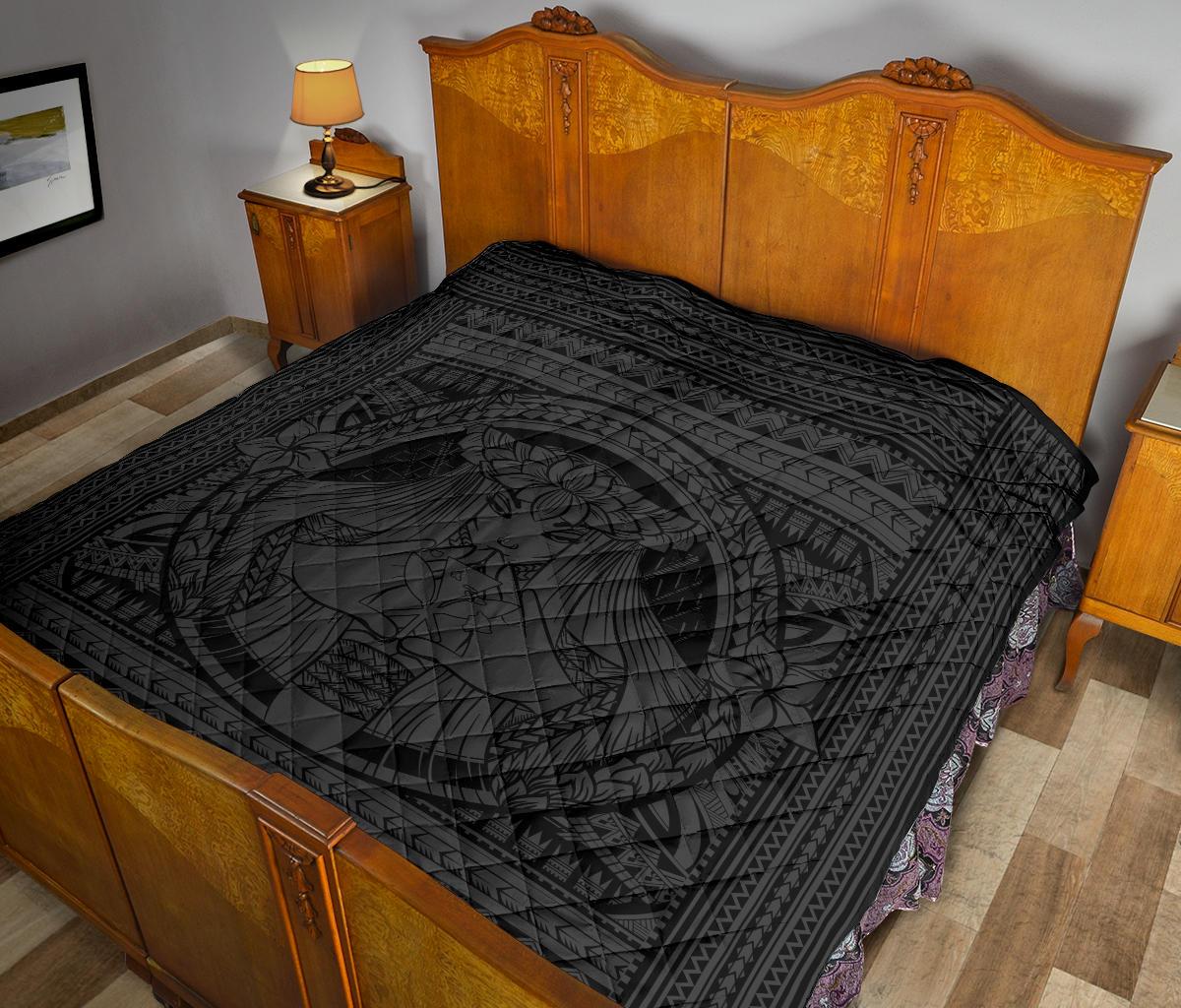 Hawaii Polynesian Pele Kanaka Premium Quilt Grey - Polynesian Pride