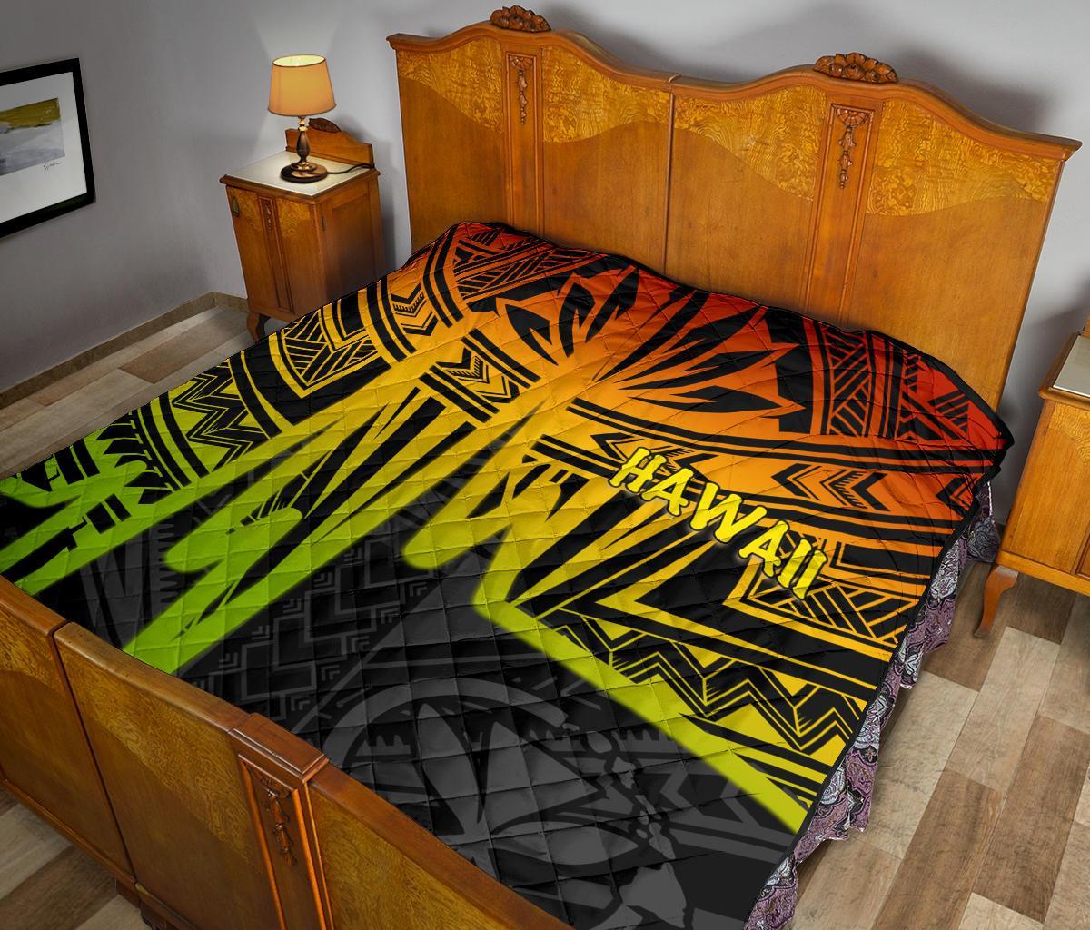 Hawaii Premium Quilt - Kanaka Maoli With Polynesian Pattern In Heartbeat Style (Reggae) - Polynesian Pride